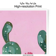 Prickly Pear Cactus Photographic Print, Pink Background Art, Desert Plant Wall Decor, Southwestern Home Decor, Botanical Art - Tawshia