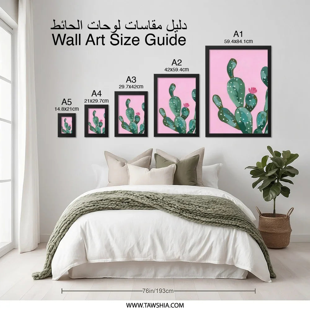 Pink Cactus Wall Art, Desert Plant Decor, Southwest Art Print, Floral Cactus Painting, Botanical Wall Hanging, Modern Home Decor - Tawshia