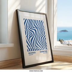 Bauhaus Exhibition, Frankfurt Wall Art, Blue Waves Art Print, 1923 Poster, Retro Wall Decor, Modern Art Print, Home Decor - Tawshia