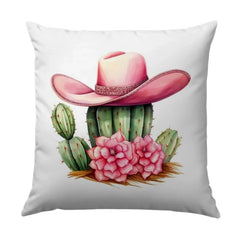 Pink Cowboy Hat Pillow, Cactus Decor, Western Pillow, Desert Pillow, Southwest Decor, Floral Pillow, Cowgirl Decor, Throw Pillow, Gift Idea - Tawshia