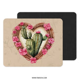 Cactus MousePad, Heart of Roses, Desert Flower Computer Mat, Botanical Desk Accessory, Unique Office Decor, Gift Idea - Tawshia
