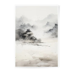 Sumi e Photographic Print, Asian Ink Wash Art Print, Minimalist Landscape Wall Decor, Zen Inspired Artwork, Calm Serene Home Decor - Tawshia