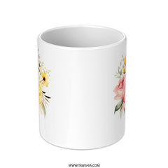 Floral Mug, Watercolor Roses, Flower Mug, Gift for Her, Cute Coffee Mug, Tea Mug, Aesthetic Mug, Floral Lover Gift, Pink Yellow Rose Mug - Tawshia