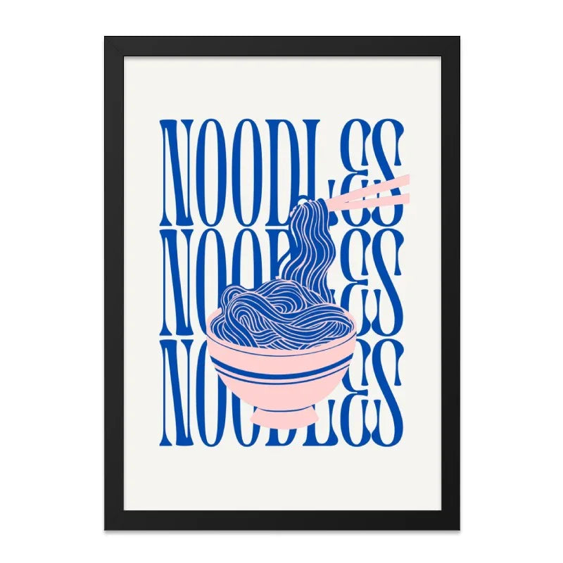 Noodles Wall Art, Foodie Print, Kitchen Decor, Modern Typography, Fun Wall Decor, Ramen Lover Gift, Noodle Bowl Art, Restaurant Wall Art - Tawshia