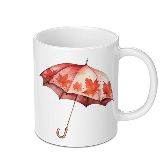 Fall Umbrella Mug, Autumn Leaves Design, Seasonal Drinkware, Coffee Mug, Tea Cup, Cozy Gift, Fall Decor, Thanksgiving Gift Idea SKU: MG10004205 - Tawshia