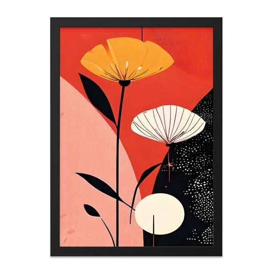 Floral Wall Art, Abstract Flowers Print, Botanical Art, Modern Home Decor, Orange Red Art, Living Room Art, Bedroom Wall Decor - Tawshia