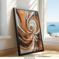 Abstract Swirl Wall Art, Modern Art Print, Orange Brown Decor, Unique Home Decor, Contemporary Wall Hanging, Office Art, Framed Artwork - Tawshia