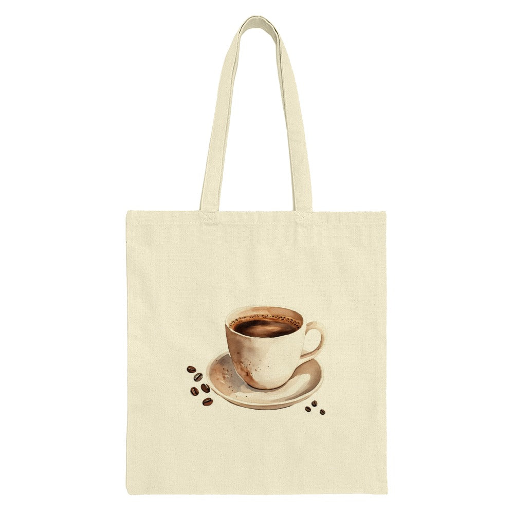 Coffee Cup Tote Bag, Coffee Bean Design, Watercolor Coffee Art, Gift for Coffee Lover, Everyday Tote, Book Bag, Shopping Bag - Tawshia