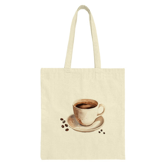 Coffee Cup Tote Bag, Coffee Bean Design, Watercolor Coffee Art, Gift for Coffee Lover, Everyday Tote, Book Bag, Shopping Bag - Tawshia