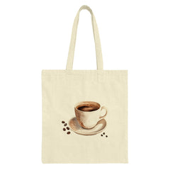 Coffee Cup Tote Bag, Coffee Bean Design, Watercolor Coffee Art, Gift for Coffee Lover, Everyday Tote, Book Bag, Shopping Bag - Tawshia