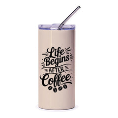 Coffee Lover Tumbler, Life Begins After Coffee Tumbler, Coffee Quote Tumbler, Coffee Gift, Tumbler with Straw, Tumbler for Coffee - Tawshia