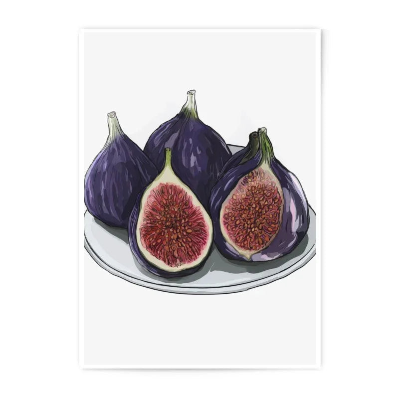 Fig Photographic Print, Food Illustration Art Print, Kitchen Wall Decor, Fruit Still Life, Modern Home Decor - Tawshia