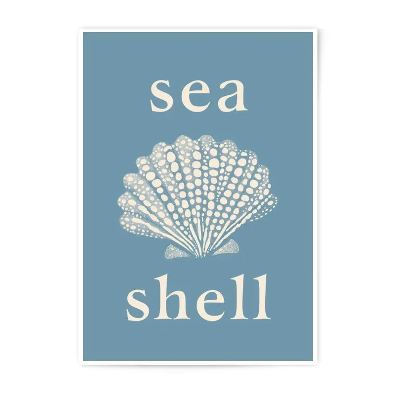 Sea Shell Photographic Print, Coastal Wall Art, Beach House Decor, Ocean Theme Print, Seashell Art, Nautical Home Decor, Blue Art - Tawshia