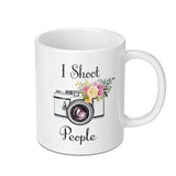 Photographer Mug, I Shoot People Mug, Camera Mug, Floral Mug, Photography Lover Gift, Funny Photographer Mug, Gift for Photographer - Tawshia