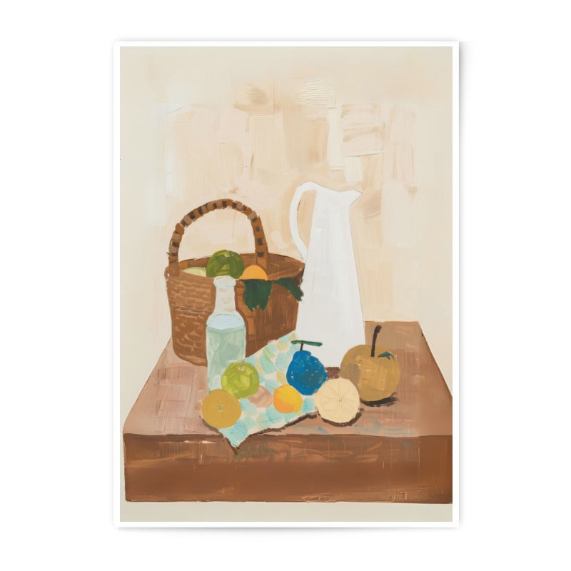 Still Life Photographic Print, Fruit Basket Art Print, Kitchen Art, Modern Still Life, Contemporary Home Decor, Tabletop Scene - Tawshia