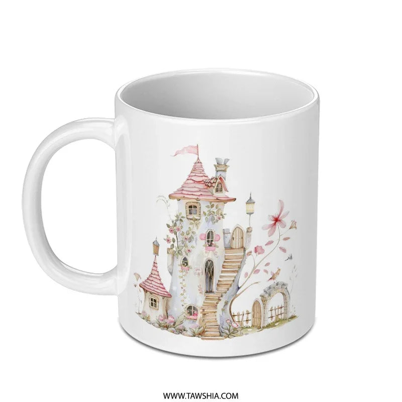 Fairy Tale Mug, Watercolor Castle Coffee Mug, Fantasy House Gift, Whimsical Home Decor, Unique Tea Mug - Tawshia