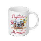 Capture the Moment Mug, Photographer Gift, Floral Camera Mug, Photo Lover Present, Photography Mug, Cute Mug, Aesthetic Mug, Coffee Mug - Tawshia