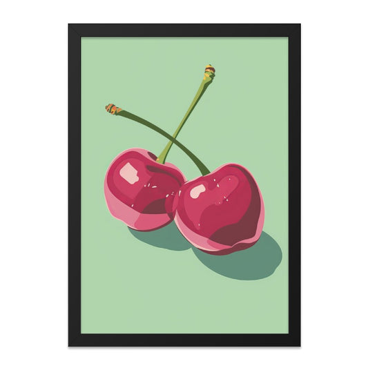 Cherry Wall Art Print, Minimalist Kitchen Decor, Fruit Illustration, Modern Art Print, Sweet Cherry Poster, Foodie Gift Idea - Tawshia