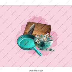 Cooking Theme BackPack, Culinary Art BackPack, Kitchen Lover Gift, Foodie Style BackPack, Chef Student Bag, Turquoise Pan, Floral Bowl - Tawshia