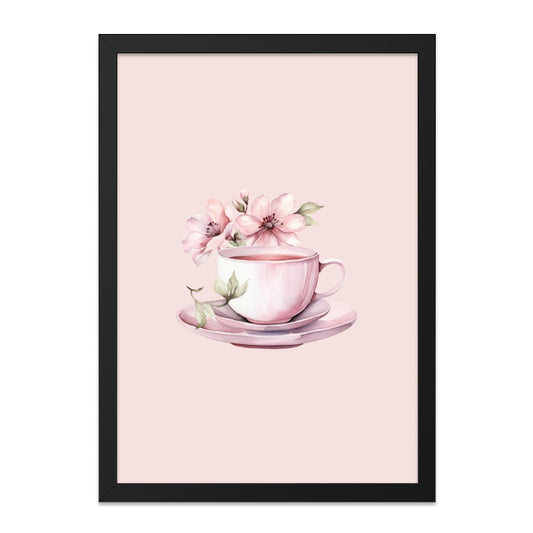 Tea Cup Wall Art, Floral Tea Art, Pink Decor Print, Watercolor Tea Cup Print, Tea Party Wall Art, Kitchen Wall Decor, Gift for Tea Lovers - Tawshia
