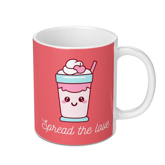 Kawaii Shake Mug, Spread the Love Mug, Cute Food Mug, Valentine Mug, Dessert Mug, Kawaii Drink Mug, Funny Mug, Gift for Her, Gift for Him - Tawshia