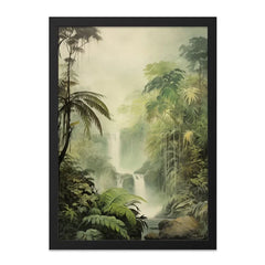 Tropical Waterfall Wall Art, Jungle Landscape Print, Lush Greenery Decor, Nature Inspired Artwork, Calming Oasis Painting - Tawshia
