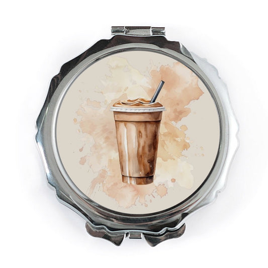Iced Coffee Pocket Mirror, Cute Beverage Mirror, Drink Lover Gift, Pocket Mirror for Purse, Stylish Compact Mirror, Trendy - Tawshia