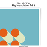 Geometric Photographic Print, Abstract Art Print, Modern Wall Decor, Orange and Blue Art, Minimalist Design, Circle and Cylinder Shapes - Tawshia