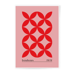 Bauhaus 1919 Photographic Print, Red Geometric Art Print, Abstract Wall Art, Modern Home Decor, Floral Motif, Unique Gift Idea - Tawshia