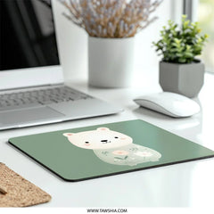 Cute Bear Mouse Pad, Floral Bear Design, Office Desk Accessory, Bear Lover Gift, Adorable Mousepad, Computer Accessories, Desk Decor - Tawshia