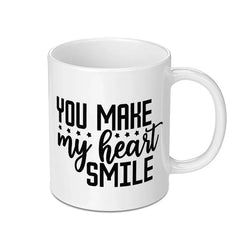 You Make My Heart Smile Mug, Cute Coffee Mug, Inspirational Gift, Positive Quote Mug, Gift for Her, Valentine's Day Gift, Smiling Mug - Tawshia