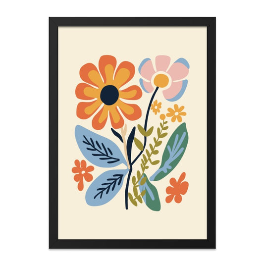 Retro Floral Wall Art, 70s Flower Print, Colorful Botanical Art, Groovy Flower Decor, Mid Century Modern Wall Art - Tawshia