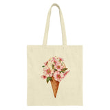 Floral Ice Cream Tote Bag, Unique Design Tote Bag, Summer Vibes Bag, Cute Everyday Bag, Aesthetic Gift Idea, Trendy Grocery Bag - Tawshia