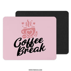 Coffee Break Mouse Pad, Pink Mousepad, Work From Home, Desk Accessories, Office Decor, Gift For Her, Coffee Lover Gift, Cute Mouse Pad - Tawshia