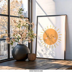 Smiling Sun Wall Art, Nursery Decor, Kids Room Art, Sunshine Print, Happy Sun Art, Cute Smiling Sun, Cheerful Wall Decor - Tawshia