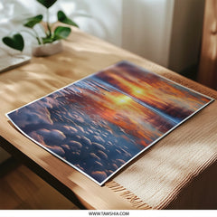 Winter Sunset Photographic Print, Landscape Art, Frozen Lake Reflection, Nature Wall Decor, Golden Hour, Beautiful Home Gift, Colorful Sky - Tawshia