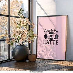 Latte Lover Wall Art, Coffee Bean Decor, Kitchen Art Print, Cute Coffee Poster, Cafe Wall Decor, Gift for Coffee Lovers, Coffee Shop Art - Tawshia