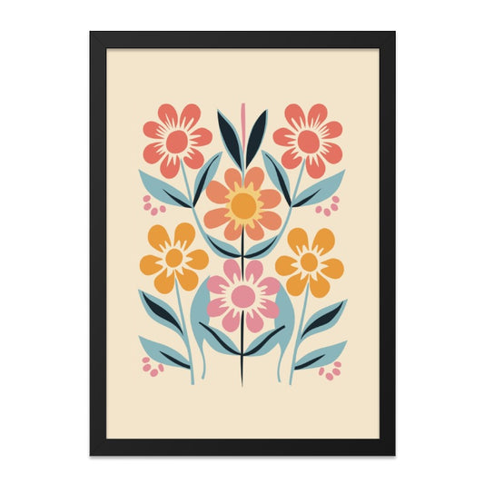 Retro Floral Wall Art, 70s Flower Power Print, Colorful Botanical Decor, Mid Century Modern Art, Trendy Home Decor - Tawshia