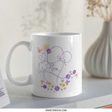 Mother and Child Mug, Floral Line Art, Butterfly Mug, Cute Coffee Cup, Minimalist Mug, Unique Gifts, Gift for Her, Mom Gift, Floral Mug - Tawshia