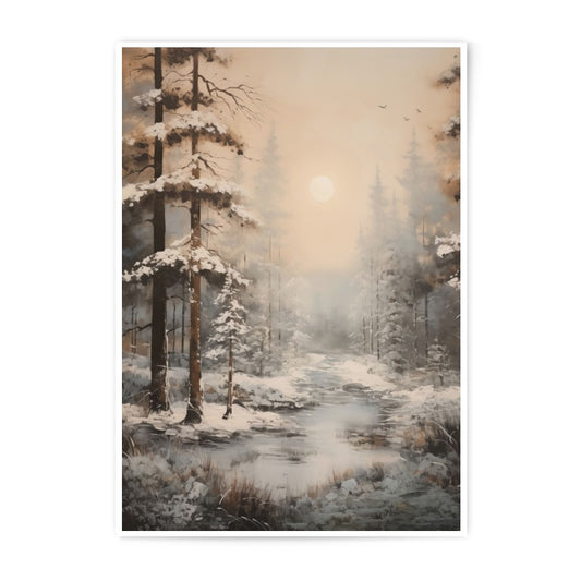 Winter Forest Photographic Prints, Snowy Trees, Nature Wall Decor, Landscape Art Print, Winter Wonderland, Serene Home Decor - Tawshia