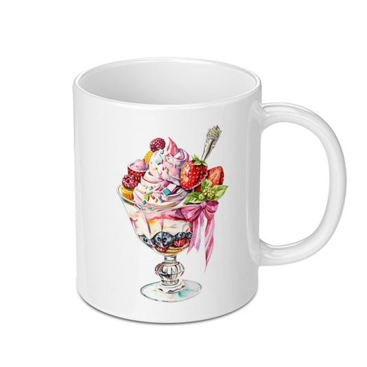 Watercolor Dessert Mug, Sundae Mug, Foodie Gift, Ice Cream Lovers Mug, Colorful Coffee Cup, Sweet Treats Mug, Unique Kitchen Decor - Tawshia