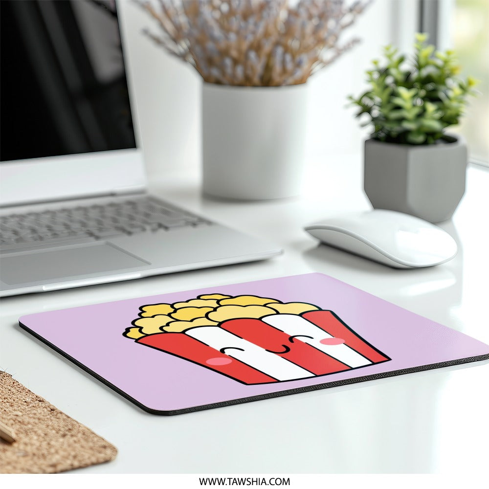 Cute Popcorn Mouse Pad, Kawaii Desk Decor, Movie Lover Gift, Gamer Accessories, Funny Mousepad - Tawshia