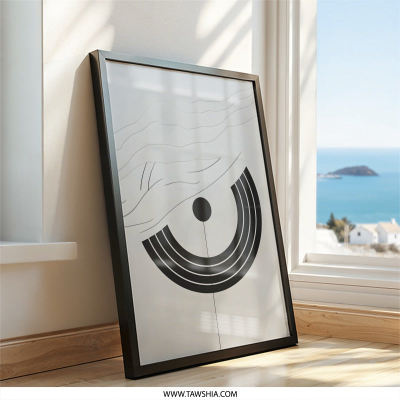 Minimalist Wall Art Print, Abstract Geometric Decor, Modern Home Art, Circle and Line Design, Neutral Wall Art, Contemporary Art Print - Tawshia
