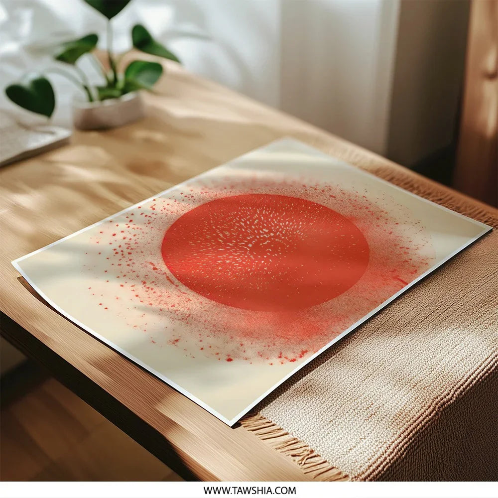 Abstract Red Sphere Photographic Print, Modern Art Wall Decor, Circle Artwork, Home Office Art, Geometric Print, Contemporary Design - Tawshia