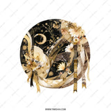 Yin Yang Moon Tote Bag, Floral Tote Bag, Celestial Bag, Aesthetic Tote Bag, Unique Design Bag, Stylish Shoulder Bag - Tawshia