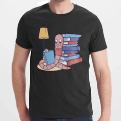 Bookworm Reading by Lamp Graphic T-shirt product