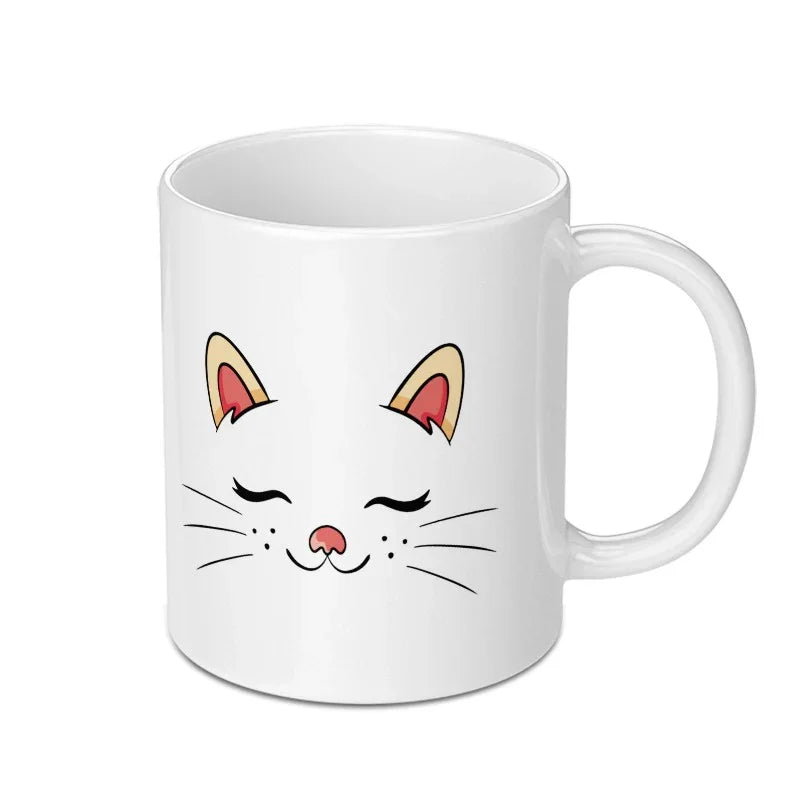 Adorable Cat Face White Mug Perfect Gift Mug Product
