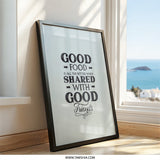 Good Food Good Friends Wall Art, Kitchen Decor Print, Dining Room Art, Foodie Gift, Friends Quote Art Print, Home Decor Wall Art - Tawshia