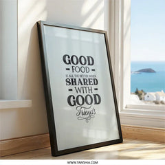 Good Food Good Friends Wall Art, Kitchen Decor Print, Dining Room Art, Foodie Gift, Friends Quote Art Print, Home Decor Wall Art - Tawshia