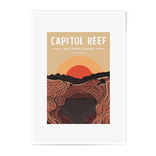 Capitol Reef National Park Photographic Print, Vintage Travel Poster Art, Utah Landscape Wall Decor, Retro National Park Art Print - Tawshia